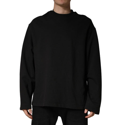 Dolce & Gabbana Black Cotton Crew Neck Sweatshirt Sweater