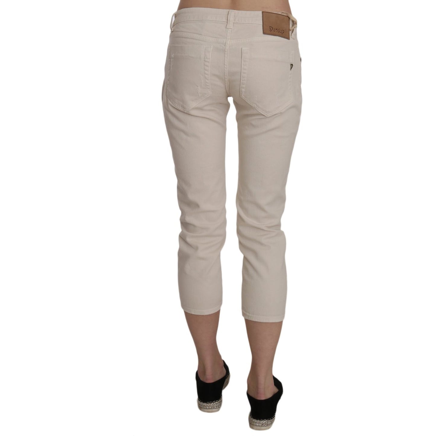 Dondup Beige Cotton Stretch Low Waist Skinny Cropped Capri Jeans Jeans & Pants