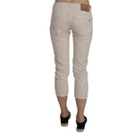 Dondup Beige Cotton Stretch Low Waist Skinny Cropped Capri Jeans Jeans & Pants