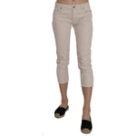 Dondup Beige Cotton Stretch Low Waist Skinny Cropped Capri Jeans Jeans & Pants