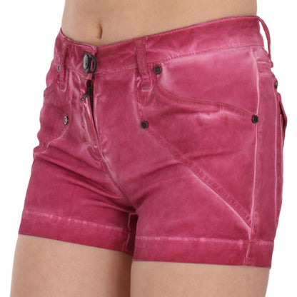 PLEIN SUD Pink Mid Waist Cotton Mini Denim Shorts