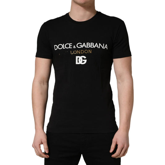 Dolce & Gabbana Black DG London Cotton Men Crew Neck T-shirt