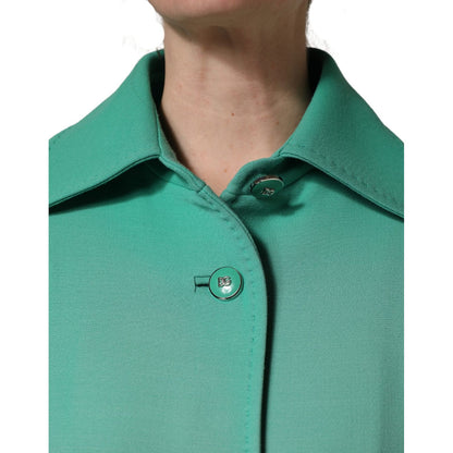 Dolce & Gabbana Green Buttoned Down Belt Trench Coat Jacket