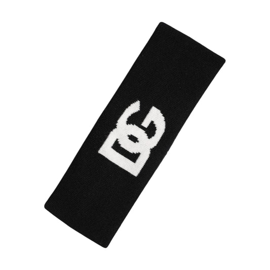 Dolce & Gabbana Men Black White Cashmere Logo Head Band Hat