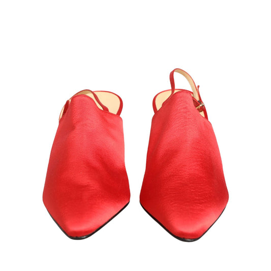 Dolce & Gabbana Red Suede Heel Slingback Shoes