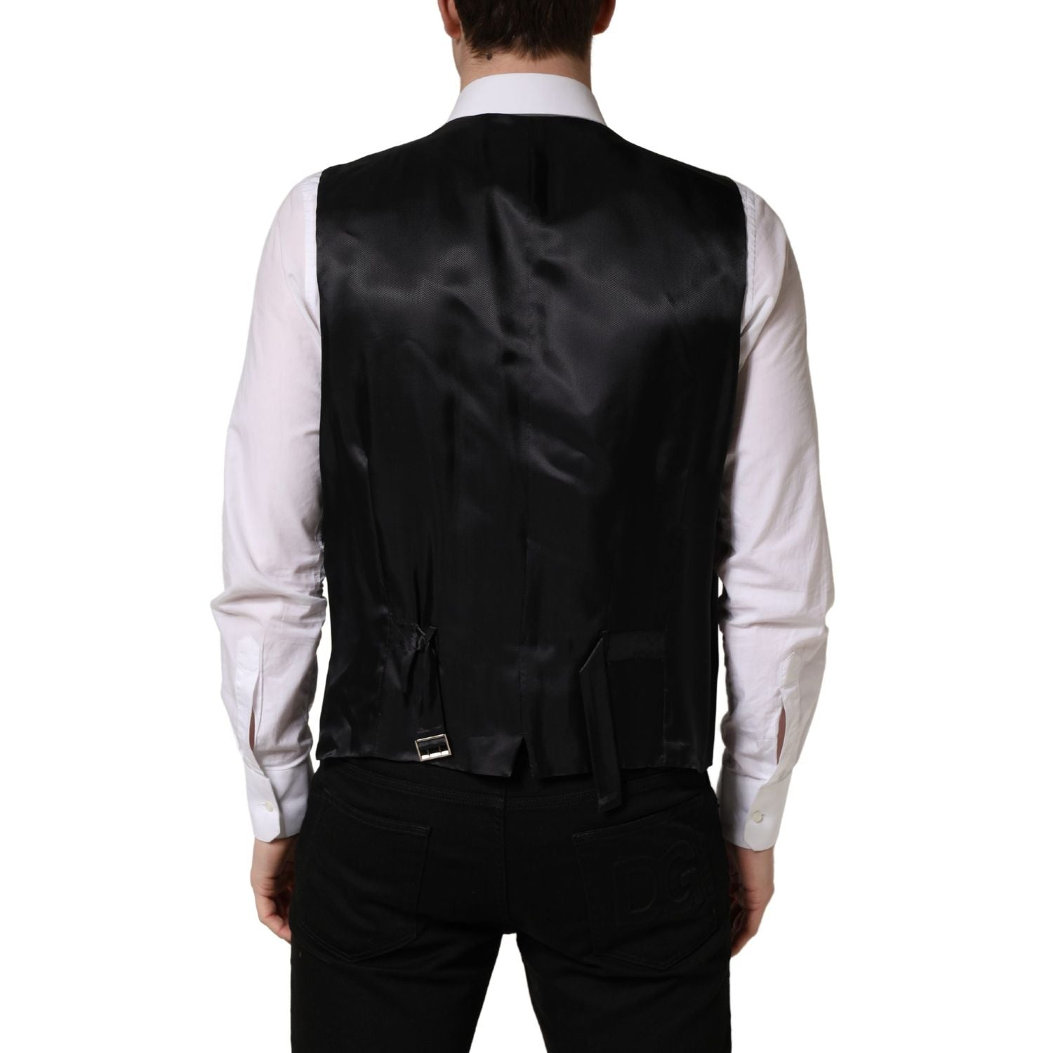 Dolce & Gabbana Black Wool Single Breasted Waistcoat Vest
