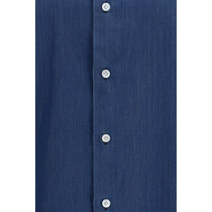 Finamore Blue Cotton Shirt