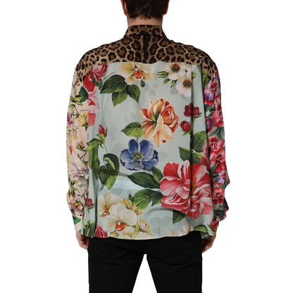 Dolce & Gabbana Multicolor Floral Animal Print Collared Shirt