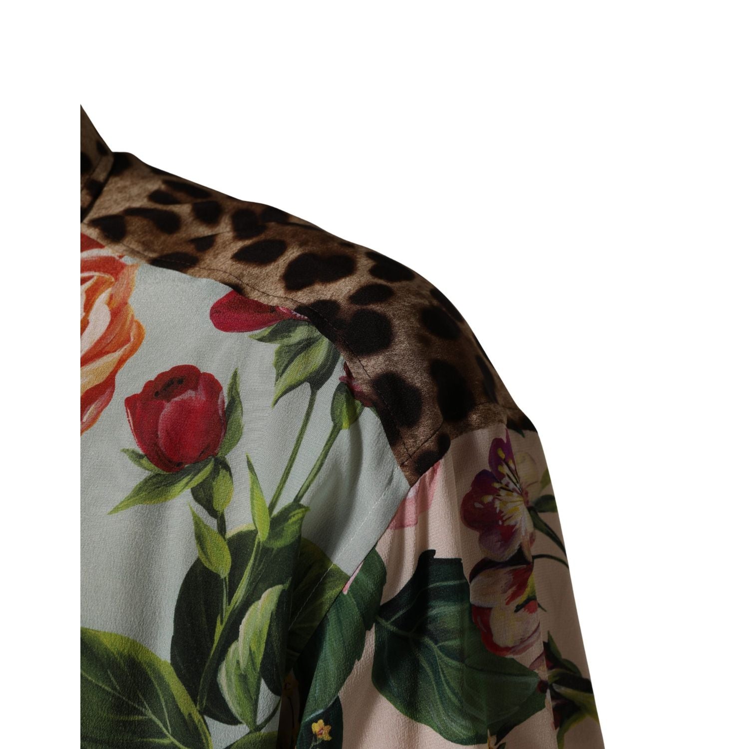 Dolce & Gabbana Multicolor Floral Animal Print Collared Shirt