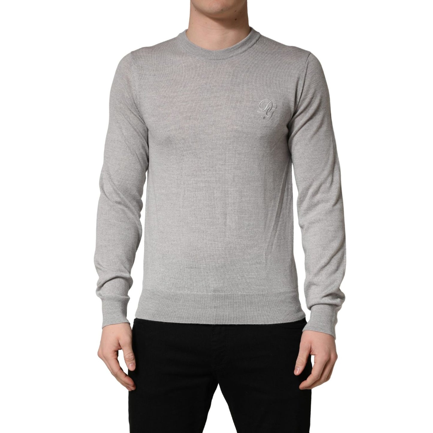 Dolce & Gabbana Gray Long Sleeves Crew Neck Pullover Sweater
