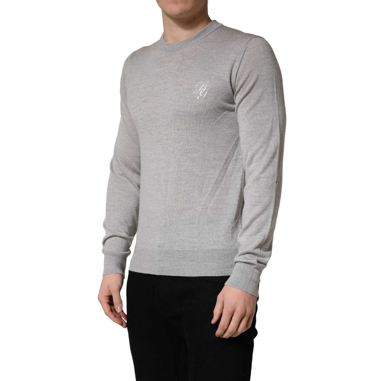 Dolce & Gabbana Gray Long Sleeves Crew Neck Pullover Sweater