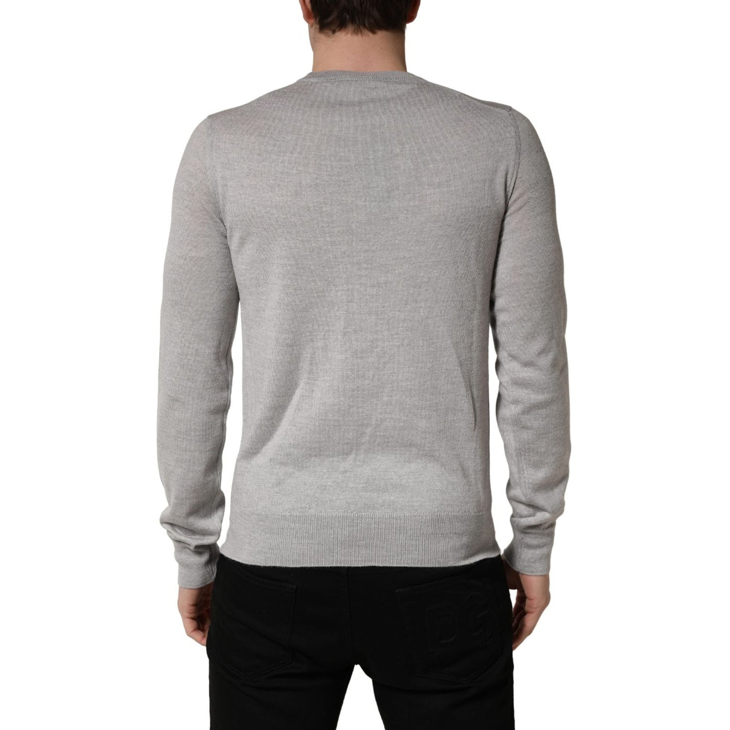 Dolce & Gabbana Gray Long Sleeves Crew Neck Pullover Sweater
