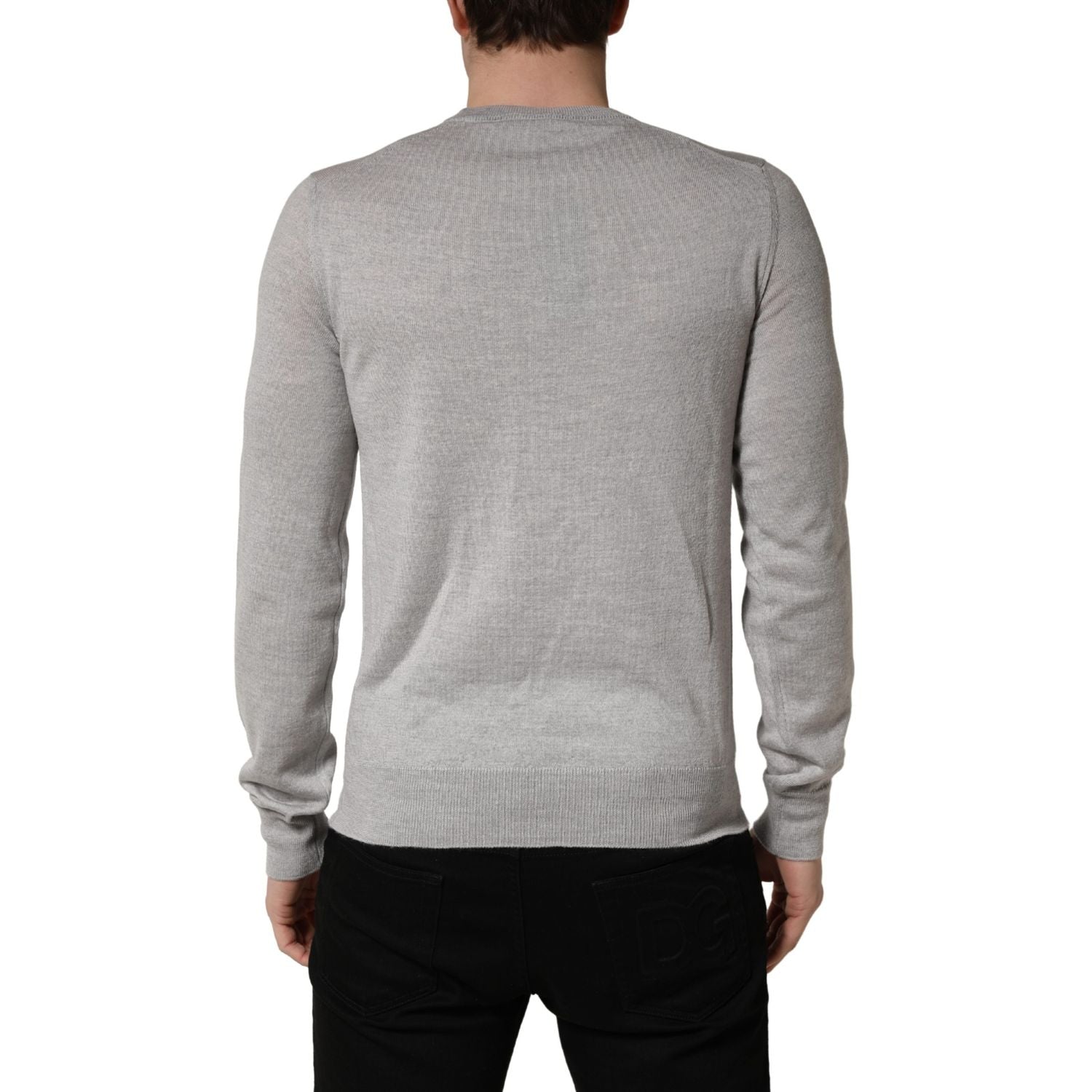 Dolce & Gabbana Gray Long Sleeves Crew Neck Pullover Sweater