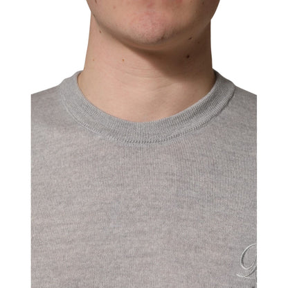 Dolce & Gabbana Gray Long Sleeves Crew Neck Pullover Sweater