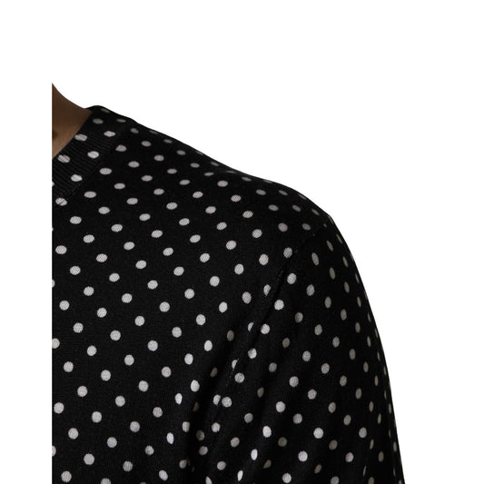 Dolce & Gabbana Black Polka Dot Crew Neck Pullover Sweater