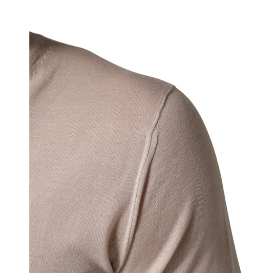 Dolce & Gabbana Beige Cashmere V-neck Men Pullover Sweater