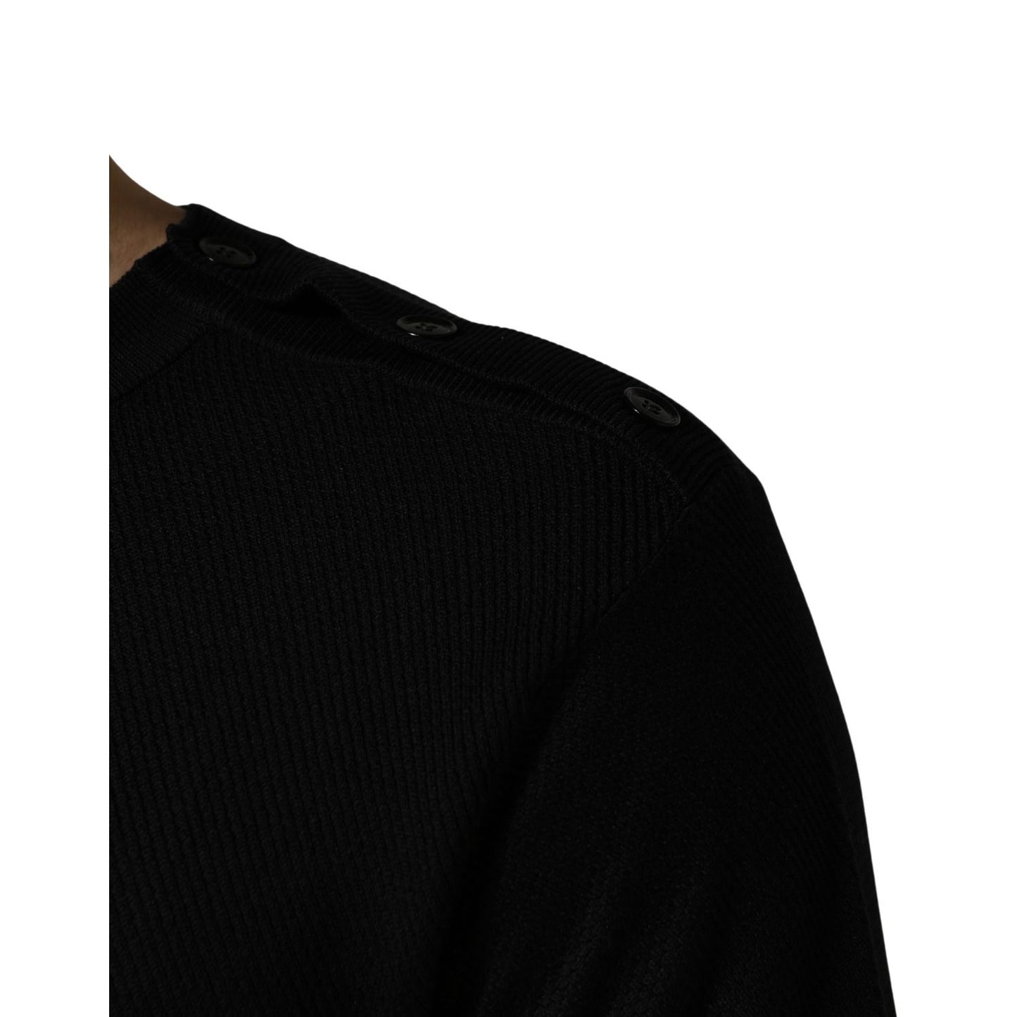 Dolce & Gabbana Black Crew Neck Long Sleeve Pullover Sweater