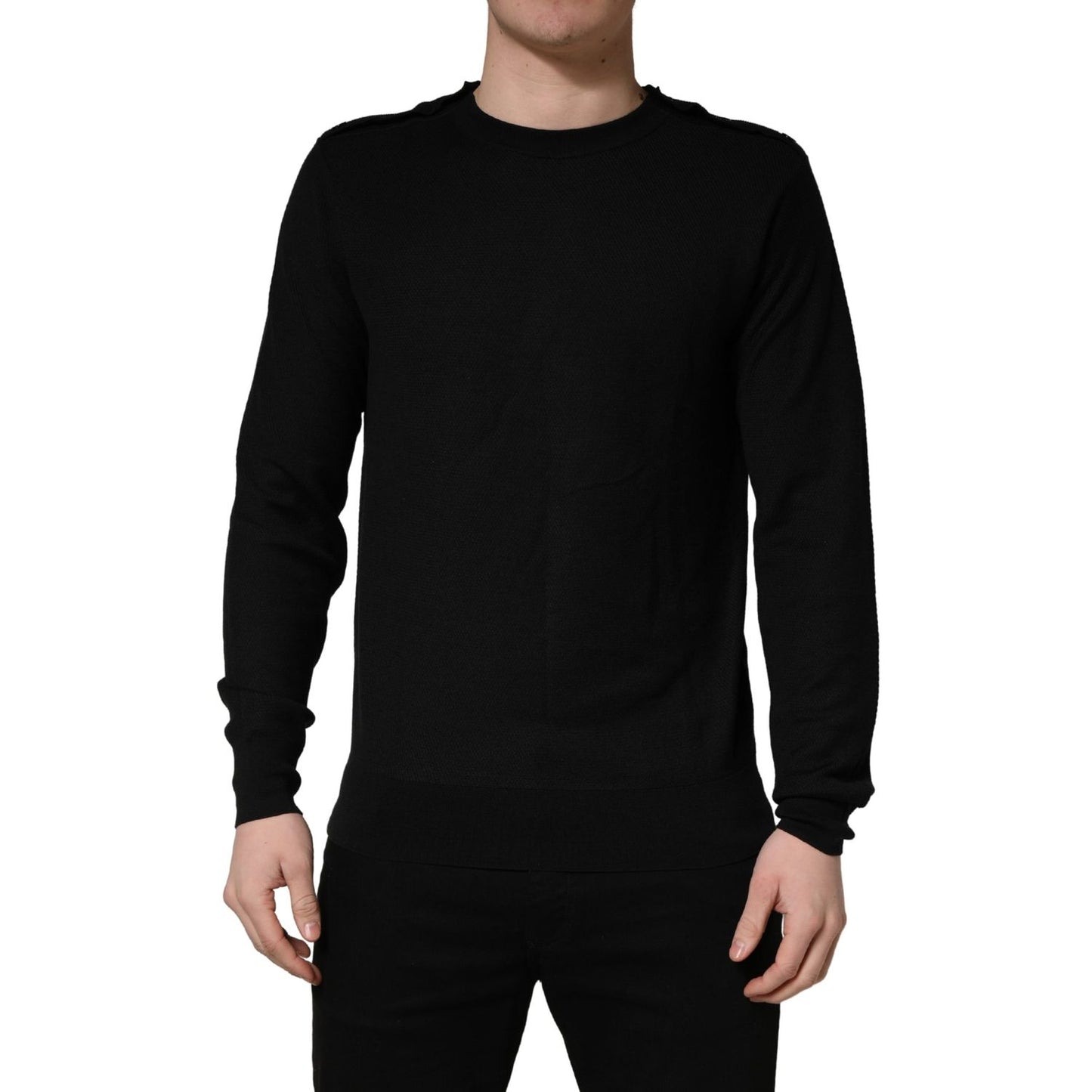 Dolce & Gabbana Black Crew Neck Long Sleeve Pullover Sweater