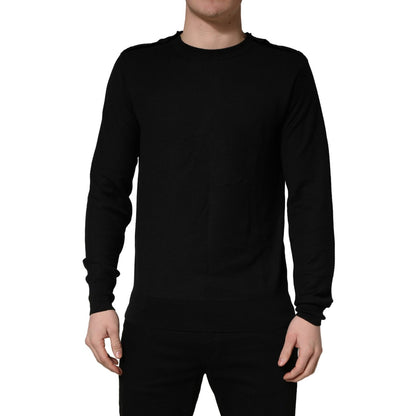 Dolce & Gabbana Black Crew Neck Long Sleeve Pullover Sweater