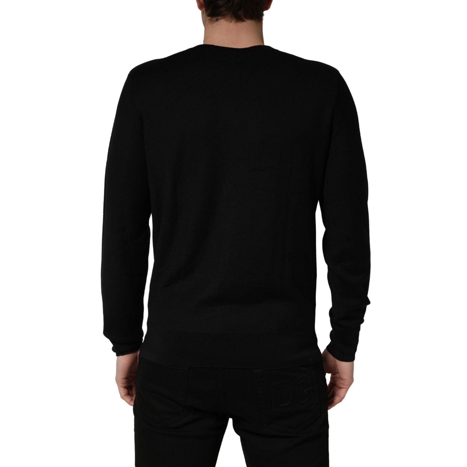 Dolce & Gabbana Black Crew Neck Long Sleeve Pullover Sweater