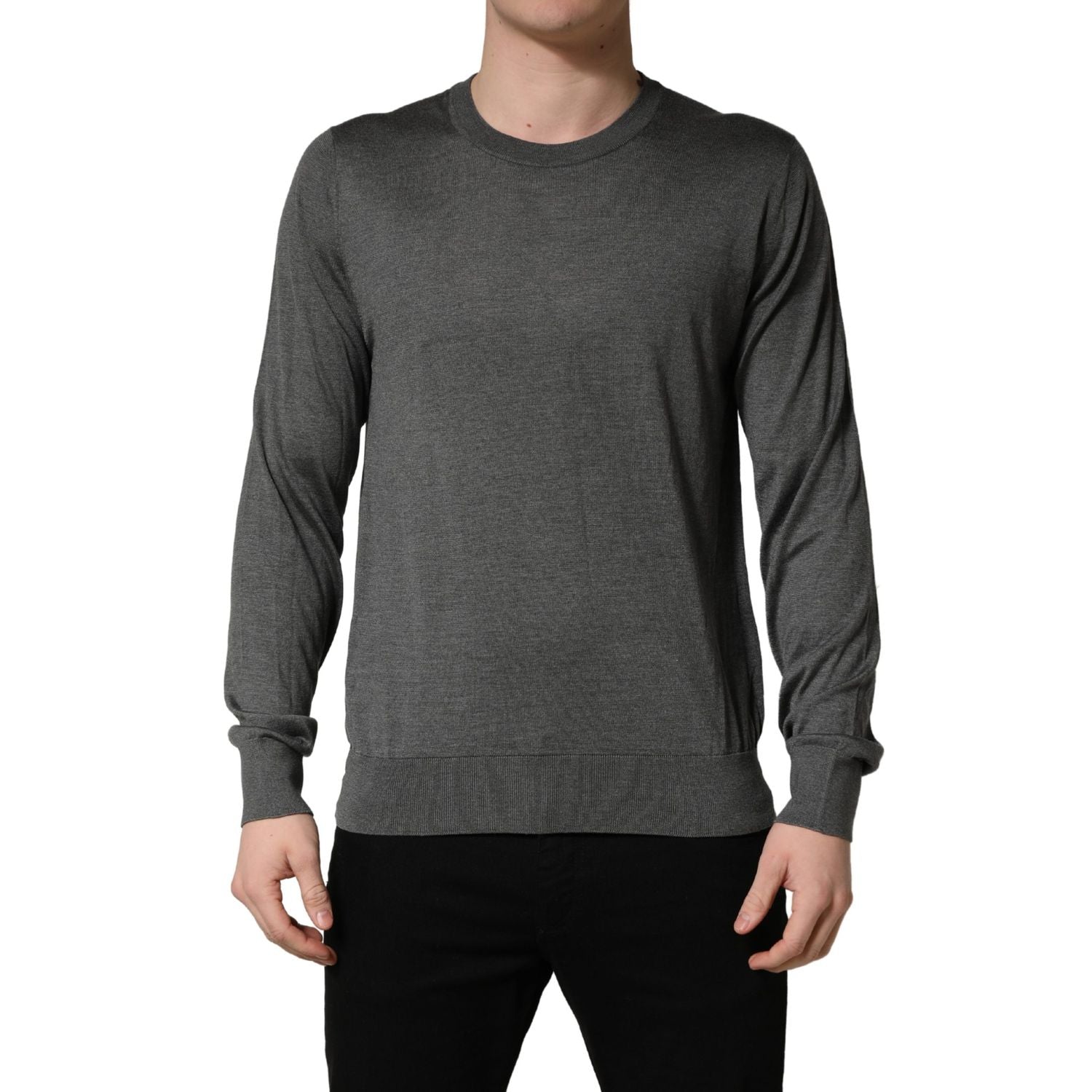 Dolce & Gabbana Gray Long Sleeves Crew Neck Pullover Sweater