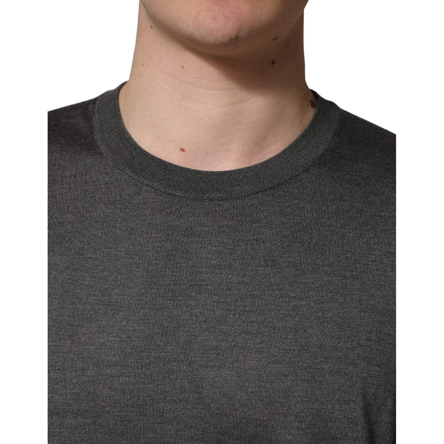 Dolce & Gabbana Gray Long Sleeves Crew Neck Pullover Sweater