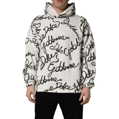 Dolce & Gabbana White Script Logo Print Cotton Sweatshirt Sweater