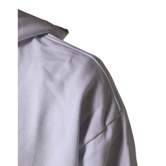 Dolce & Gabbana White Logo Print Cotton Hooded Sweatshirt Sweater