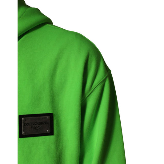 Dolce & Gabbana Green FullZip Fleece HoodedSweatshirt Sweater