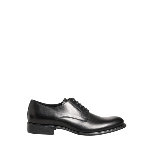 Dolce & Gabbana Black Calfskin Leather Derby Men Dress Shoes
