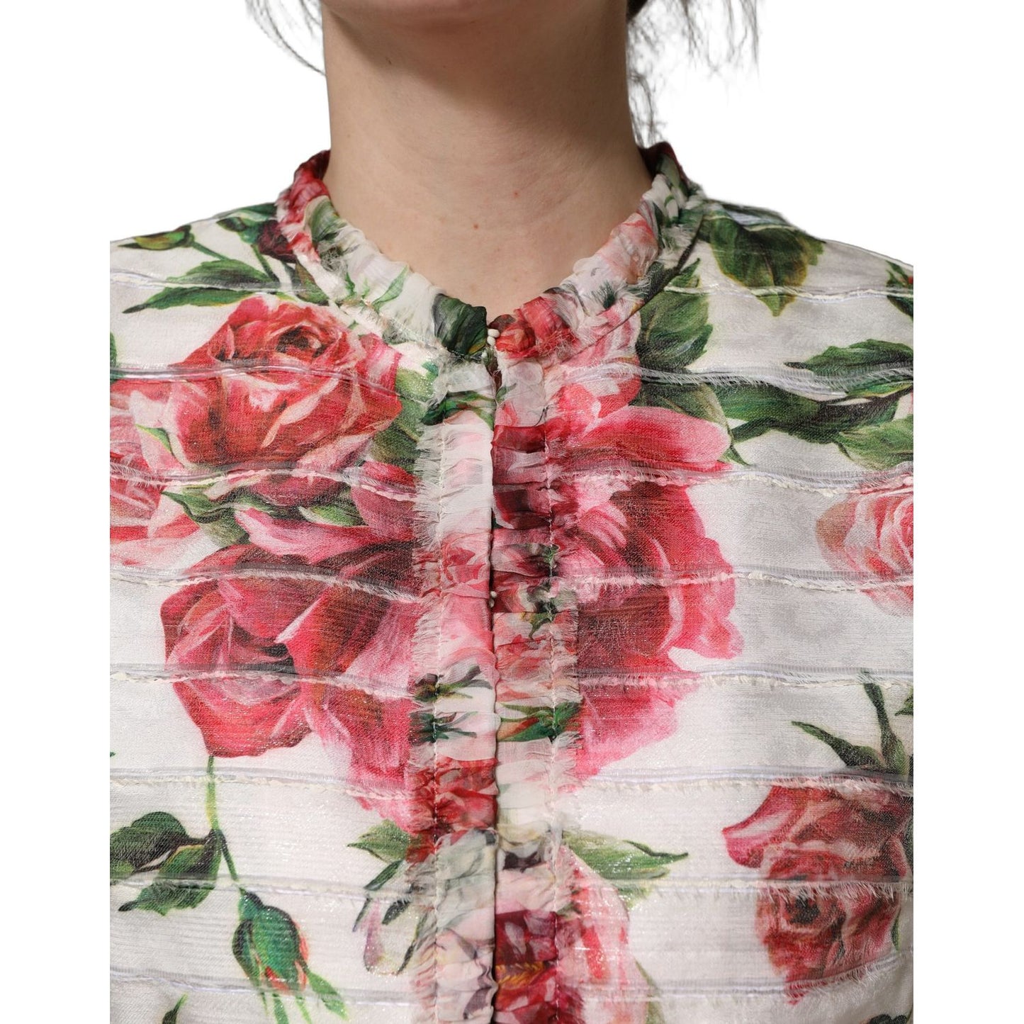 Dolce & Gabbana Multicolor Peony Print Polyester Coat Jacket