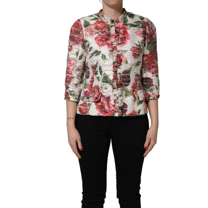 Dolce & Gabbana Multicolor Peony Print Polyester Coat Jacket