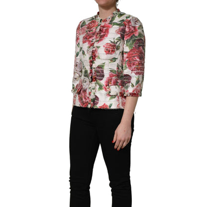 Dolce & Gabbana Multicolor Peony Print Polyester Coat Jacket