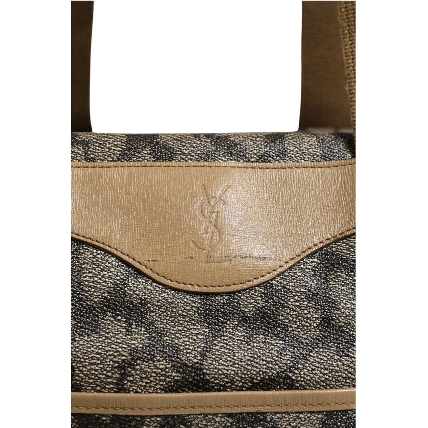 Saint Laurent Green and Brown Pattern Canvas Duffel Bag
