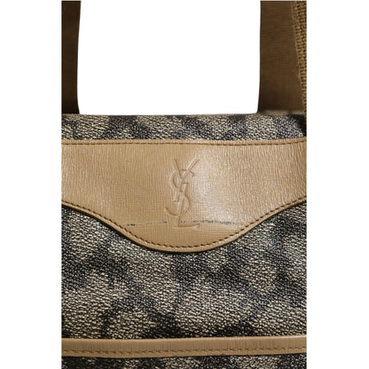 Saint Laurent Green and Brown Pattern Canvas Duffel Bag
