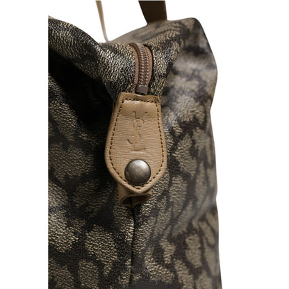 Saint Laurent Green and Brown Pattern Canvas Duffel Bag