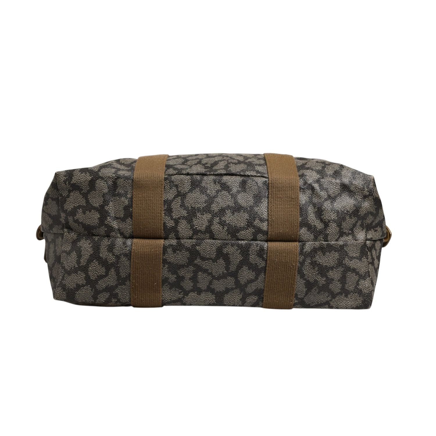 Saint Laurent Green and Brown Pattern Canvas Duffel Bag