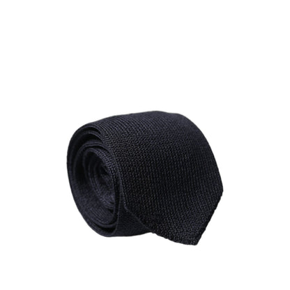 Dolce & Gabbana Dark Blue Solid 100% Silk Adjustable Men Necktie Tie