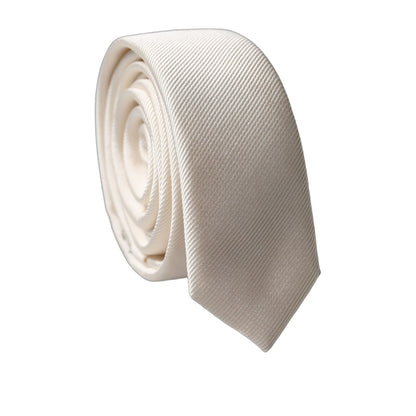 Dolce & Gabbana Off White Solid 100% Silk Adjustable Men Tied Necktie Tie
