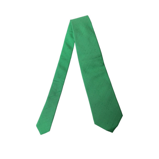 Dolce & Gabbana Green Solid Silk Cotton Adjustable Women Necktie Tie