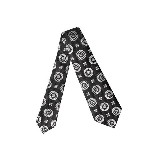 Dolce & Gabbana Dark Gray White Floral Silk Adjustable Women Necktie Tie