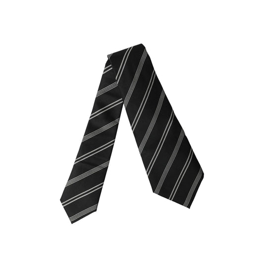 Dolce & Gabbana Dark Gray White Stripes Silk Adjustable Women Necktie Tie