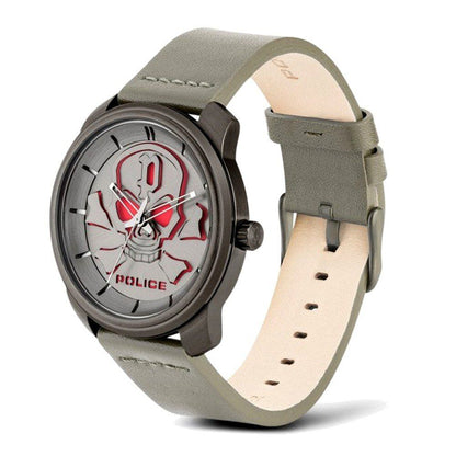 Police Gray Leather Dress Watch