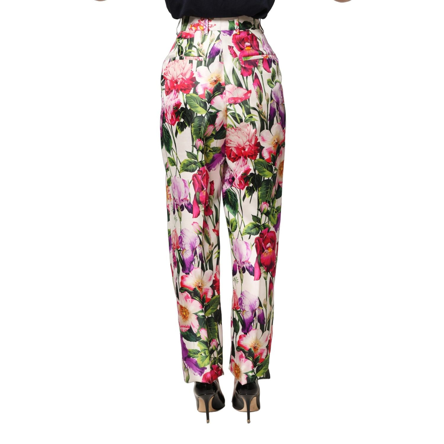 Dolce & Gabbana Multicolor Floral Print Tapered Trouser Pants
