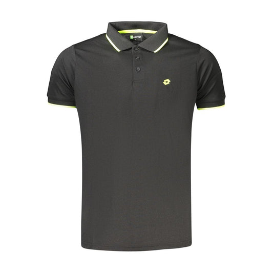 Lotto Black Polyester Men's Polo Shirt
