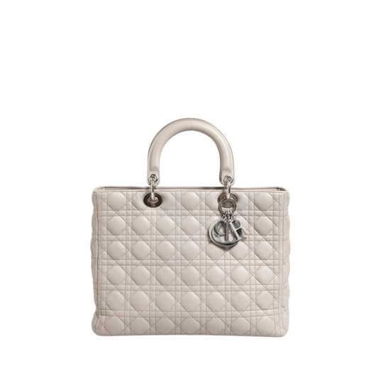 Christian Dior Lady Dior Large Grey Cannage Lambskin Bag