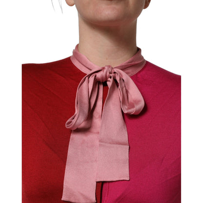 Dolce & Gabbana Pink Short Sleeves Buttoned Ascot Collar Top