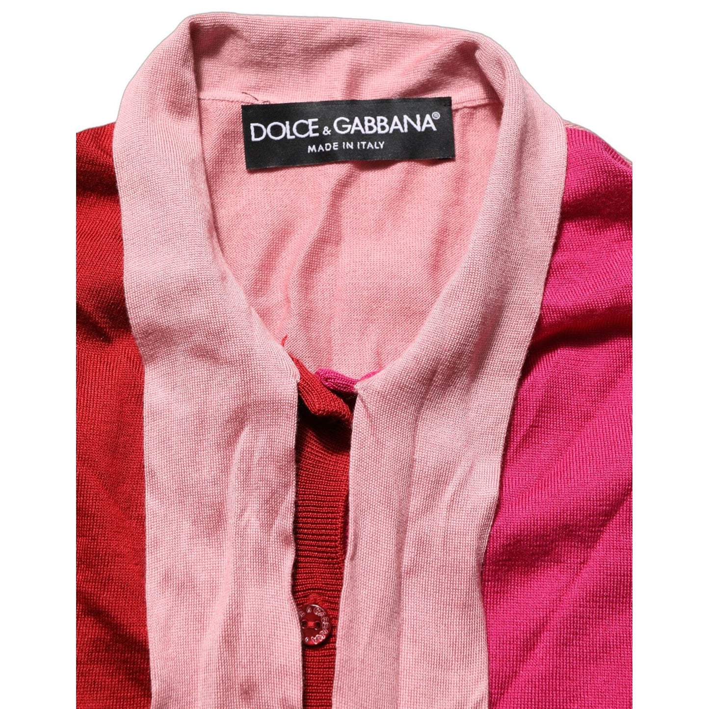Dolce & Gabbana Pink Short Sleeves Buttoned Ascot Collar Top