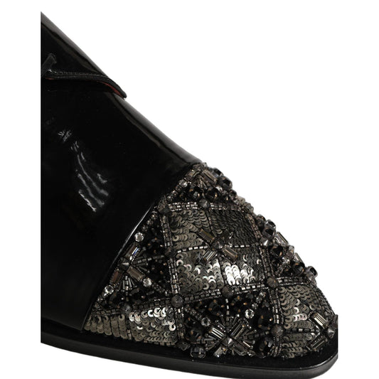 Dolce & Gabbana Black Embellished Derby Dress Formal Shoes
