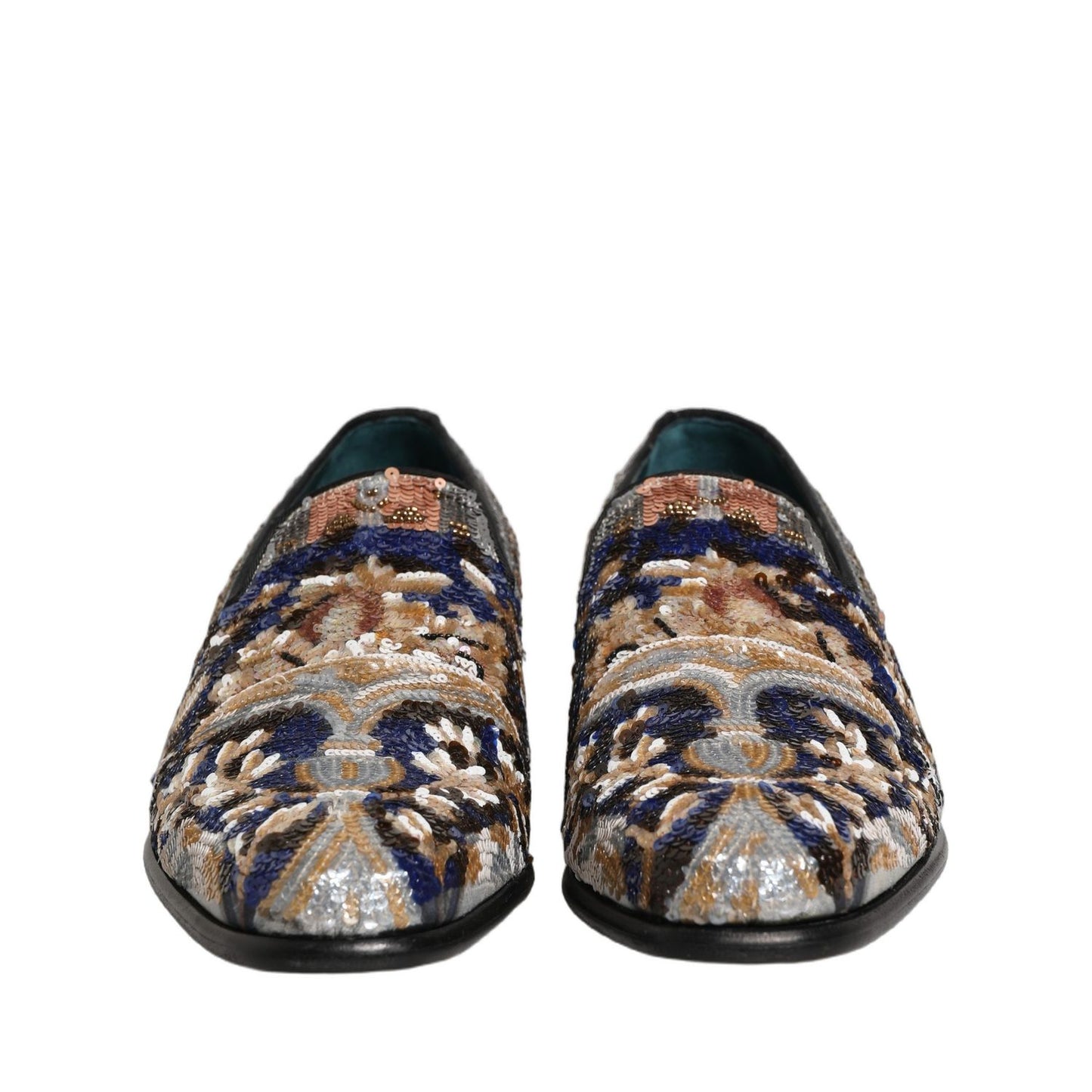 Dolce & Gabbana Multicolor Embroidered Sequin Loafers Shoes
